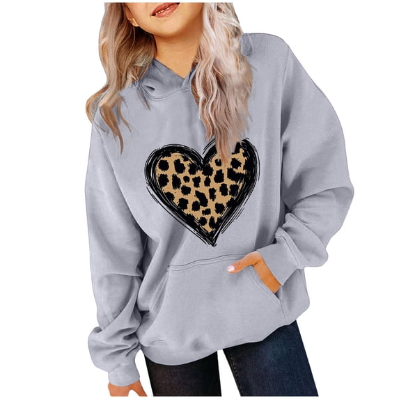 ibuvkizy Boys Girls Valentine Hoodies!Children's Hoodie with Long Sleeved Round Neck Hooded Top Suitable for Sports Hoodies of Boys and Girls All Ages Gray,13 Years