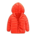 thumbnail image 1 of ibuvkizy Boys Girls Winter Coat,3-16 Years Children's Fashion Solid Color Lightweight Down Cotton Jacket Long Sleeved Hooded Casual Jacket/jacket Orange,6 Years, 1 of 3