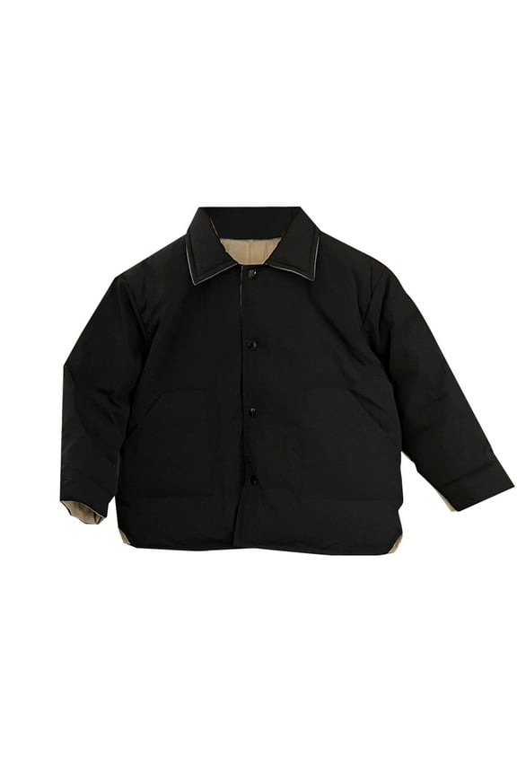 Boys Girls Winter Coat,Children's Down Jacket Boys and Girls Double-sided Wearing Children's Down Jacket Middle and Small Children's Down Liner Jacket Black,3 Years
