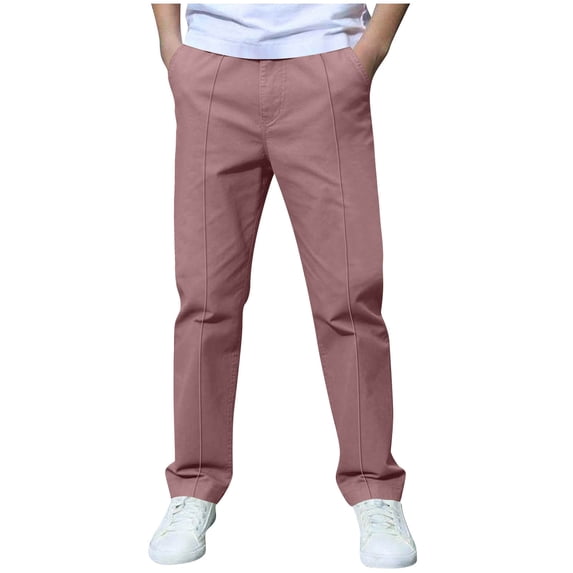 ibuvkizy Boys School Uniform Pants with Pockets Straight Leg Elastic Waist Summer Jogger Cargo Sweatpants Casual Athletic Baseball Golf Fashion