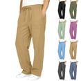 thumbnail image 1 of ibuvkizy Boys Uniform Pants Summer Casual Cotton Linen Pants Drawstring Elastic Waist Baggy Beach Trousers with Pockets School Preppy, 1 of 9