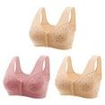 thumbnail image 1 of ibuvkizy Bras for Women Sports Bra Comfortable Breathable,Push up Wireless Bra,3PC Women Sexy Printed Front Buckle Without Steel Ring Underwear Soft Cotton Underwear Bra,Women Bras Plus Size, 1 of 5