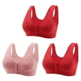 thumbnail image 1 of ibuvkizy Bras for Women Sports Bra Comfortable Breathable,Push up Wireless Bra,3PC Women Sexy Printed Front Buckle Without Steel Ring Underwear Soft Cotton Underwear Bra,Women Bras Plus Size, 1 of 6