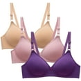 thumbnail image 1 of ibuvkizy Bras for Women Sports Bra Comfortable Breathable,Push up Wireless Bra,3pcs Women's Bra Soild Wire Free Underwear Bra Everyday Small Cup Underwear,Women Bras Plus Size, 1 of 6
