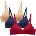 thumbnail image 1 of ibuvkizy Bras for Women Sports Bra Comfortable Breathable,Push up Wireless Bra,3pcs Women's Bra Soild Wire Free Underwear Bra Everyday Small Cup Underwear,Women Bras Plus Size, 1 of 6