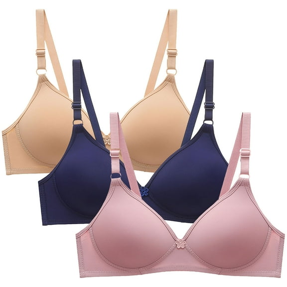 ibuvkizy Bras for Women Sports Bra Comfortable Breathable,Push up Wireless Bra,3pcs Women's Bra Soild Wire Free Underwear Bra Everyday Small Cup Underwear,Women Bras Plus Size