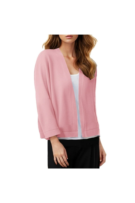 Cardigan Sweaters for Women Loose Long Sleeved Breathable Cardigans Women's Casual Blouse Soft Loose Cardigan Knitted Sweater Cropped Tops Pink XXL