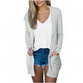thumbnail image 1 of ibuvkizy Cardigan Sweaters for Women Clearance!Womens Casual Knit Long Cardigans Women's Solid Color Long Sleeve Casual Tops Blouse with Pocket Cardigan Outwear White,M, 1 of 6