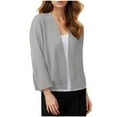 thumbnail image 1 of ibuvkizy Cardigan Sweaters for Women Loose Long Sleeved Breathable Cardigans Women's Casual Blouse Soft Loose Cardigan Knitted Sweater Cropped Tops Gray S, 1 of 5