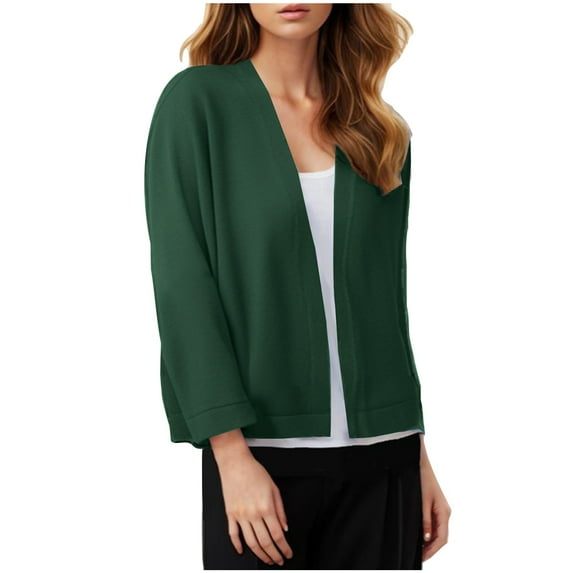 ibuvkizy Cardigan Sweaters for Women Loose Long Sleeved Breathable Cardigans Women's Casual Blouse Soft Loose Cardigan Knitted Sweater Cropped Tops Green M