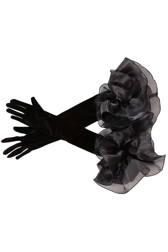 Christmas Gloves Wedding Long Style Feather Velvet Fleece-Lined Winter Gloves Christmas Gifts for Women