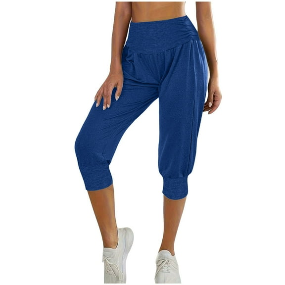 ibuvkizy Clearance 2024 Capris for Women Casual Summer Fashion Lightweight Cotton Linen Pants Drawstring Elastic Waist Cropped Capri Pant with Pockets