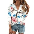 thumbnail image 1 of ibuvkizy Women's 2025 Fashion Button Shirts Summer Loose 3/4 Sleeve Tops Cute Print V-Neck Casual Blouses Button Up Shirts for Women,Sizes S-4XL, 1 of 5