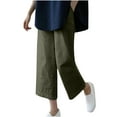 thumbnail image 1 of ibuvkizy Cotton Linen Capri Pants for Women,Summer Women's Casual Elastic Waist Straight Leg and Linen Cropped Pants Army Green,XXL, 1 of 3