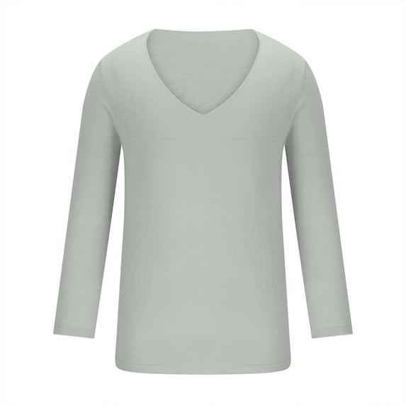 ibuvkizy Cotton Long Sleeve T-Shirts for Men Mens Casual Fashion Winter Solid Color Pullover Loose V Neck Long Sleeve Shirt Blouse Tops,Green XXL