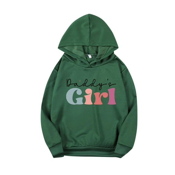 ibuvkizy Cute Graphic Hoodies for Teen Girls!Girls' Long Sleeved Hooded Top Medium and Large Children's Casual and Comfortable Hoodie Army Green,8 Years