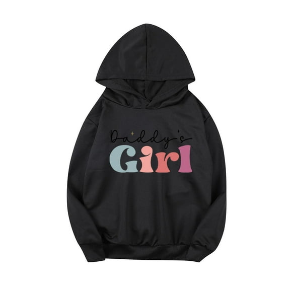 ibuvkizy Cute Graphic Hoodies for Teen Girls!Girls' Long Sleeved Hooded Top Medium and Large Children's Casual and Comfortable Hoodie Black,5 Years