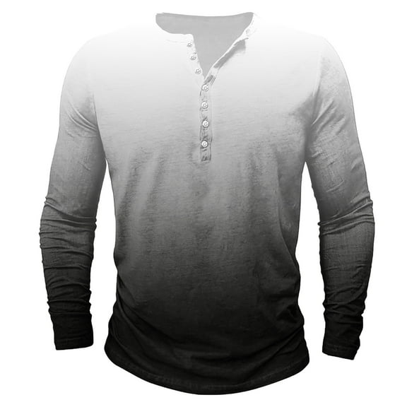 ibuvkizy Dress Shirts for Men,Long Sleeve Button Down Shirts Casual Printing Round-Neck Blouse Tops Loose Fits Retro Tees Shirt White S