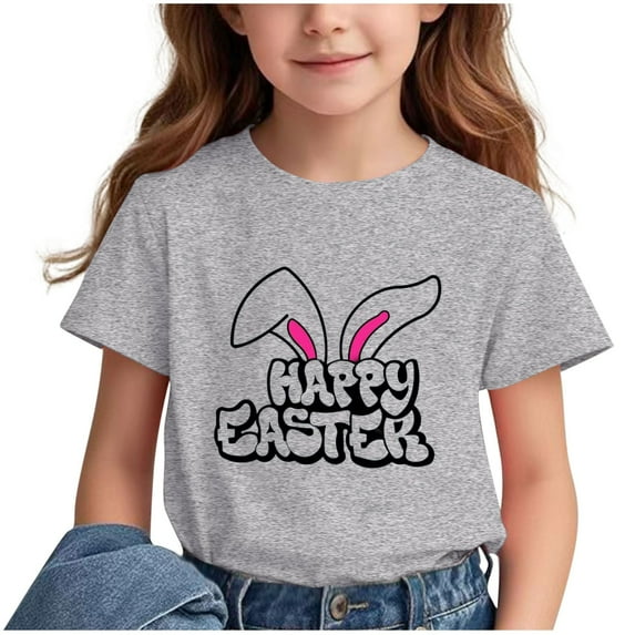 ibuvkizy Easter T Shirts for Boys Girls Spring and Sumer Shirt!Children's Casual Loose T-shirt Short Sleeved Round Neck Comfortable Top for Adults