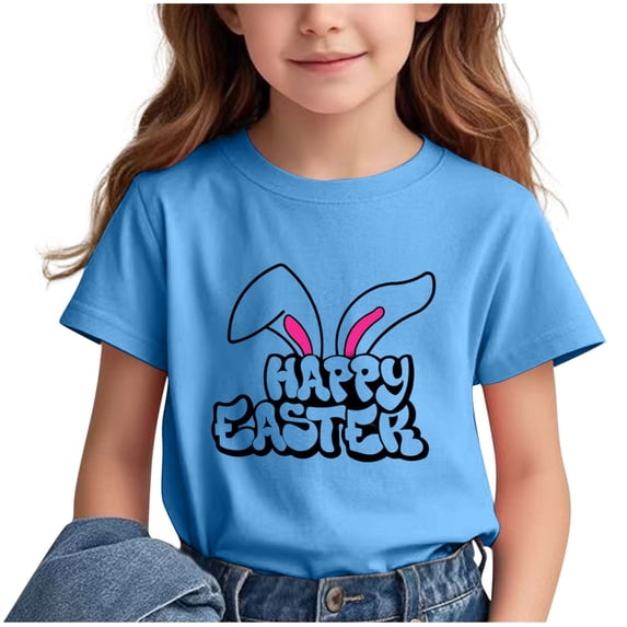ibuvkizy Easter T Shirts for Boys Girls Spring and Sumer Shirt!Children's Casual Loose T-shirt Short Sleeved Round Neck Comfortable Top for Adults