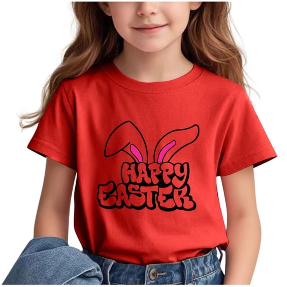 ibuvkizy Easter T Shirts for Boys Girls Spring and Sumer Shirt!Children's Casual Loose T-shirt Short Sleeved Round Neck Comfortable Top for Adults