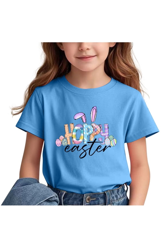 Easter Tops for Teen Girls,Children's Casual Loose T-shirt Short Sleeved Round Neck Comfortable Top for Adults