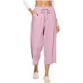 thumbnail image 1 of ibuvkizy Fall Savings Clearance Capri Pants for Women Wide Leg Yoga Dress Capris with Pockets Women's Comfortable Cropped Leisure Time Pants Solid Sweatpants Pants Pink,XL, 1 of 5