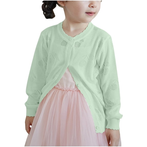 ibuvkizy Fall Winter Girls Cardigan!Toddler Kids Baby Girls Fashion Cute Color Long Sleeved Thin Style Button Cardigan Sweaters Green,3 Years