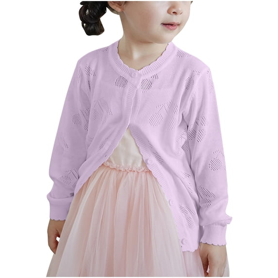 ibuvkizy Fall Winter Girls Cardigan!Toddler Kids Baby Girls Fashion Cute Color Long Sleeved Thin Style Button Cardigan Sweaters Purple,5 Years