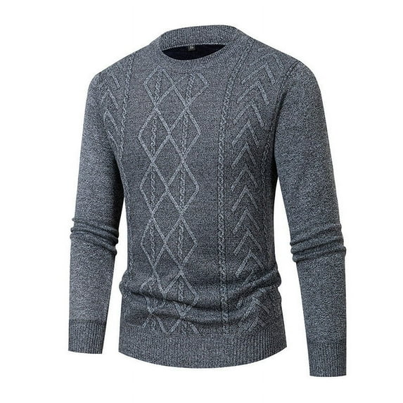 ibuvkizy Fall Winter Sweaters for Men!Men Fashion Casual Pullover Solid Color Long Sleeve Round Neck Blouses Gray,XL