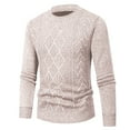 thumbnail image 1 of ibuvkizy Fall Winter Sweaters for Men!Men Fashion Casual Pullover Solid Color Long Sleeve Round Neck Blouses Khaki,XXXL, 1 of 8