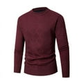 thumbnail image 1 of ibuvkizy Fall Winter Sweaters for Men!Men Fashion Casual Pullover Solid Color Long Sleeve Round Neck Blouses Wine,XXXL, 1 of 2