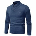 thumbnail image 1 of ibuvkizy Fall Winter Sweaters for Men!Men's Casual Vacation Two-piece Sweater Shirt Collar Fashionable Top Knitted Sweater Blue,XL, 1 of 1