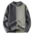 thumbnail image 1 of ibuvkizy Fall Winter Sweaters for Men!Men's Colorblock Knit Sweaters Crew Neck Sweaters Long Sleeve Pullover Tops Gray,XXXL, 1 of 3