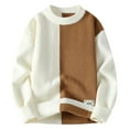 thumbnail image 1 of ibuvkizy Fall Winter Sweaters for Men!Men's Colorblock Knit Sweaters Crew Neck Sweaters Long Sleeve Pullover Tops Khaki,XL, 1 of 7