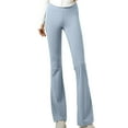 thumbnail image 1 of ibuvkizy Flare Leggings for Women,Women's High Stretch Seamless High Waisted Hip Lifting Horn Women's Wide Leg Slightly Flared Yoga Pants Light Blue,M, 1 of 5