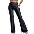 thumbnail image 1 of ibuvkizy Flare Leggings for Women,Fashion Casual Women Printed Gradient Span Ladies High Waist Wide Leg Trousers Yoga Pants Long Pants Black,L, 1 of 3
