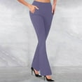 thumbnail image 1 of ibuvkizy Flare Leggings with Pockets for Women,Women's Fashion Casual Temperament Solid Color Knitted Pull Slim Flare Trousers Purple,XXL, 1 of 6
