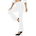 thumbnail image 1 of ibuvkizy Flare Leggings with Pockets for Women,Women's Fashion Casual Temperament Solid Color Knitted Pull Slim Flare Trousers White,L, 1 of 8