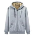 thumbnail image 1 of ibuvkizy Fleece Jacket Men,Coats for Men's New Fall and Winter Padded Hooded Zipper Cardigan Sweater with Pockets Solid Color Versatile Casual Padded Jacket Gray,M, 1 of 3