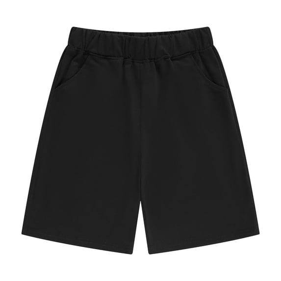 ibuvkizy Girls Bike Shorts,Child's Summer Solid Color Comfort Boys and Girls Baby Botton Short Pants Cute Shorts Black,5-6 Years