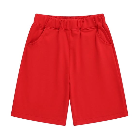 ibuvkizy Girls Bike Shorts,Child's Summer Solid Color Comfort Boys and Girls Baby Botton Short Pants Cute Shorts Red,3-4 Years