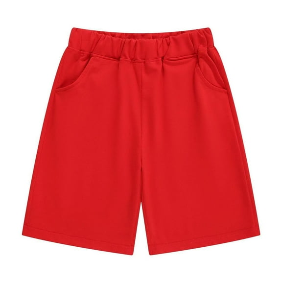 ibuvkizy Girls Bike Shorts,Child's Summer Solid Color Comfort Boys and Girls Baby Botton Short Pants Cute Shorts Red,8-9 Years