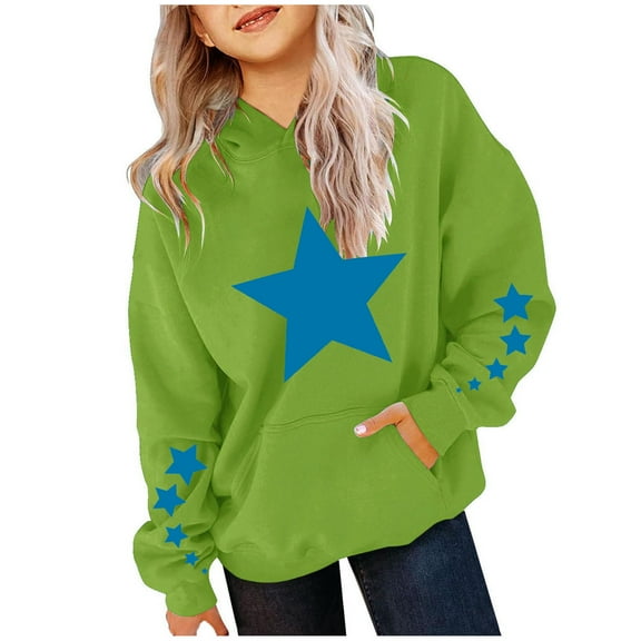 ibuvkizy Girls Hoodies!Children's Shirt Long Sleeved Pattern T-shirt Printed Round Neck Short Top Suitable for Boys and Girls Aged Hooded Sweatshirt Green,4 Years