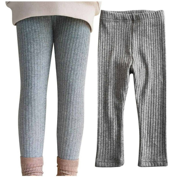 ibuvkizy Girls Leggings Clearance!Leggings for Girls Fall Winter Girls Elastic Pants Fashion Solid Color Brushed Warm Casual Plush Leggings