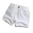 thumbnail image 1 of ibuvkizy Girls Shorts Clearance!Spring and Summer Cute Solid Button Girls Pocket Elastic Waist Comfy Shorts Jeans White, 8 Years, 1 of 3