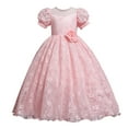 thumbnail image 1 of ibuvkizy Girls Summer Dresses Baby Princess Dress Children's Dress Girl Short Sleeve Princess Dress Flower Tail Dress Skirt Dress Toddler Birthday Party Gown Kids Cute, 1 of 9