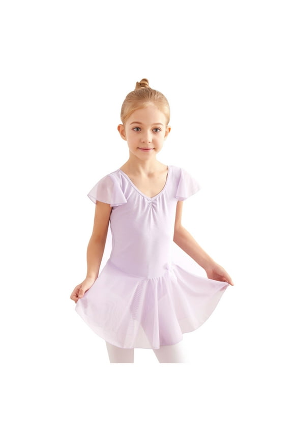 Girls Summer Dresses Baby Princess Dress Baby Girls Children's Dance Leotard Clothes Flying Sleeve Training Clothes One-piece Gym Suit Toddler Birthday Party Gown Kids Cute