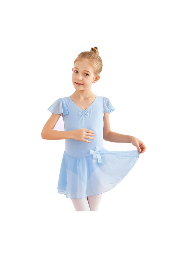 Girls Summer Dresses Baby Princess Dress Baby Girls Children's Dance Leotard Clothes Flying Sleeve Training Clothes One-piece Gym Suit Toddler Birthday Party Gown Kids Cute