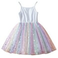 thumbnail image 1 of ibuvkizy Girls Summer Dresses Baby Princess Dress Girls' New Sleeveless Ruffled Lace Round-Neck Embroidery Mesh Princess Bow Skirt Toddler Birthday Party Gown Kids Cute, 1 of 8